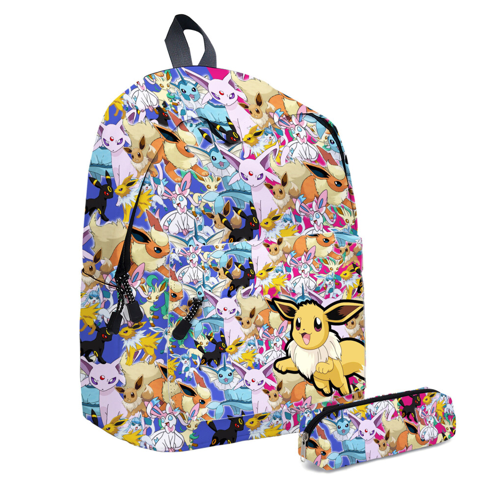 (07, 2Pcs) Pokémon Pikachu Backpack Lunch Bag Pencil Case Set Kids Gift Multicoloured