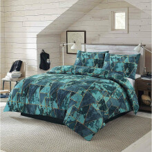 (Teal , Double ) Duvet Cover Set Arlo Triangles Geometric