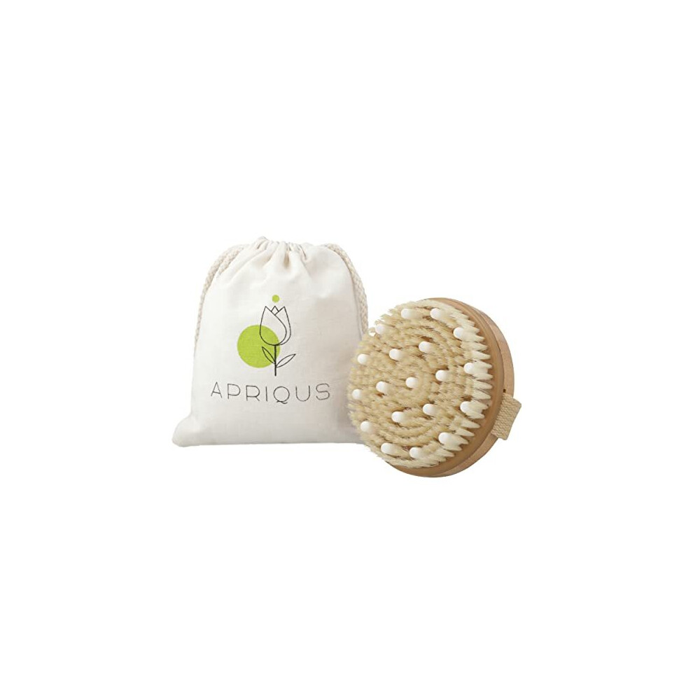 Apriqus Body Brush for Wet & Dry Brushing - Exfoliating Brush with Boar Bristles for Removing Dead Skin Cells, Cellulite & Improving Blood Circu