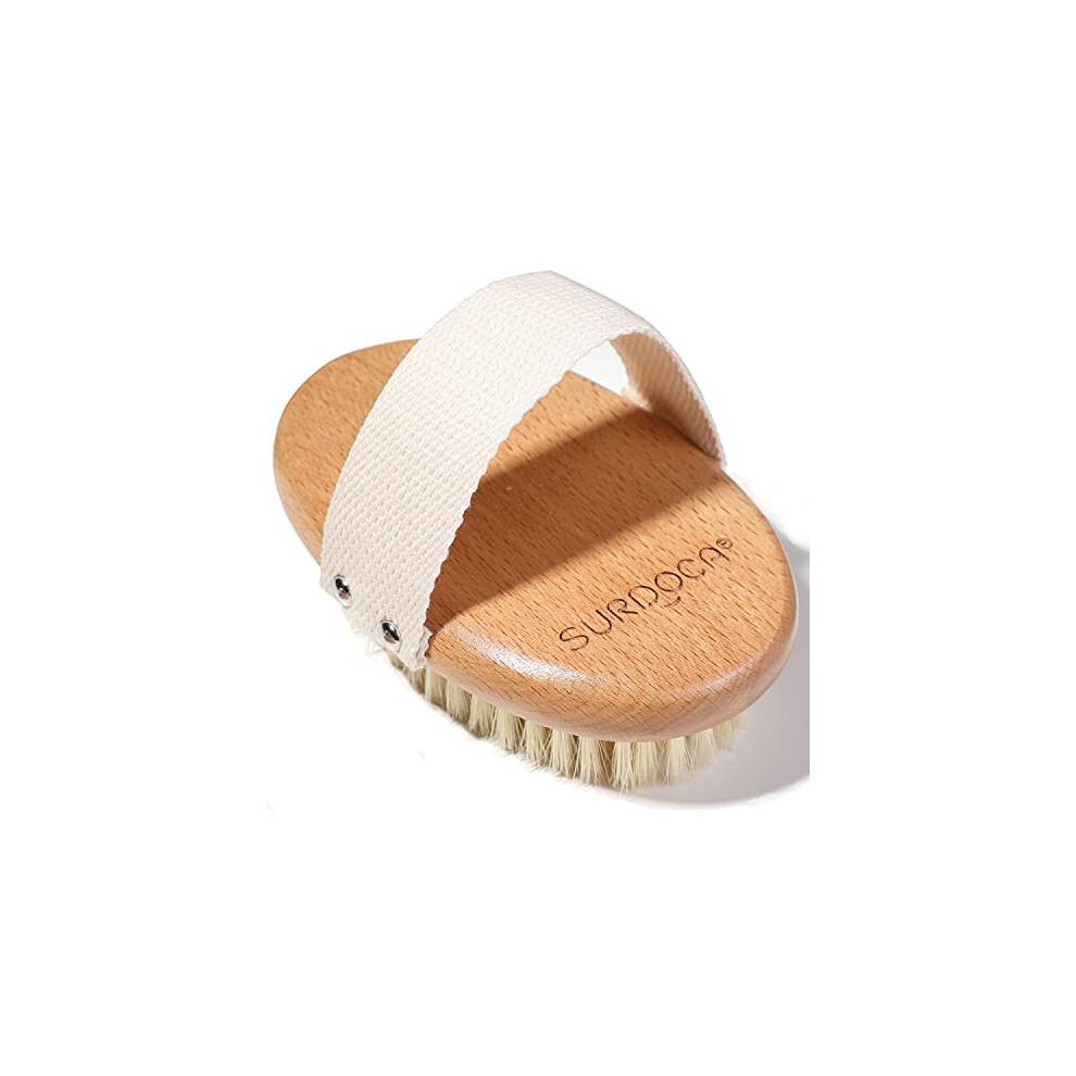 Surdoca Dry Brushing Body Brush, Physical Exfoliating Scrubber, Lymphatic Drainage Massager Brush, Cellulite Remover Brushes, Natural Beech Wood
