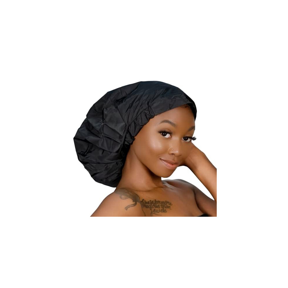 Ttat Try This An That Ttat Shower Cap Jumbo Size For Men & Women With Afro, Long Dreadlocks, Locs, Box Braids, Voluminous & Long Hair, Waterproof, Washable, Reusable &