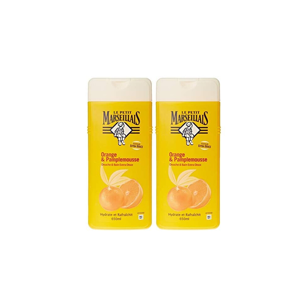 Le Petit Marseillais - Extra-Mild Bath and Shower Gel - Orange and Grapefruit - 2X 650 ml Bottles-image-OPC-P8ZNR95-NEW
