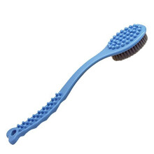 QiCheng&LYS Bath Brush with Long Handle,Back Cleaning Brush, Long Wooden Handle Cleans the Body Easily -14in (Blue)
