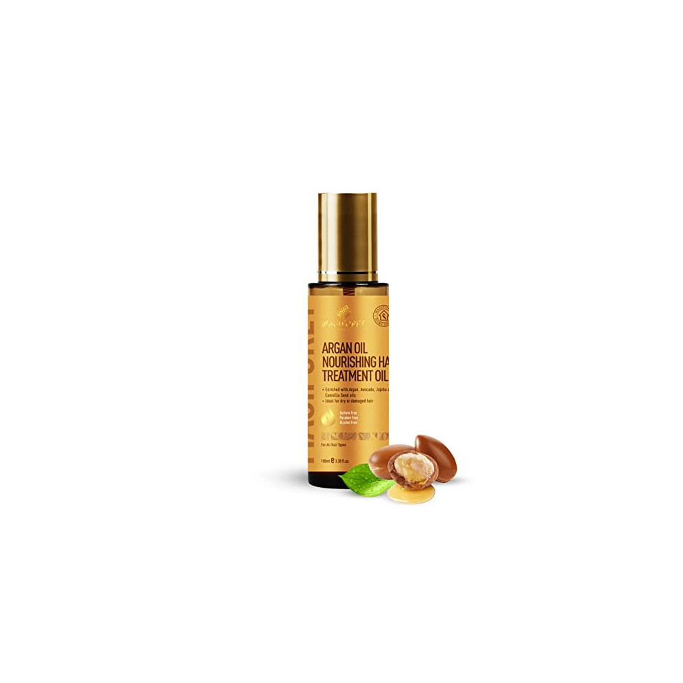 Magiforet Hair Serum, Hair Oil With Argan, Avocado, Jojoba And Camellia Seed Oils For Dry Damaged Hair, Frizz Control, Shine, Nourishment, Heat