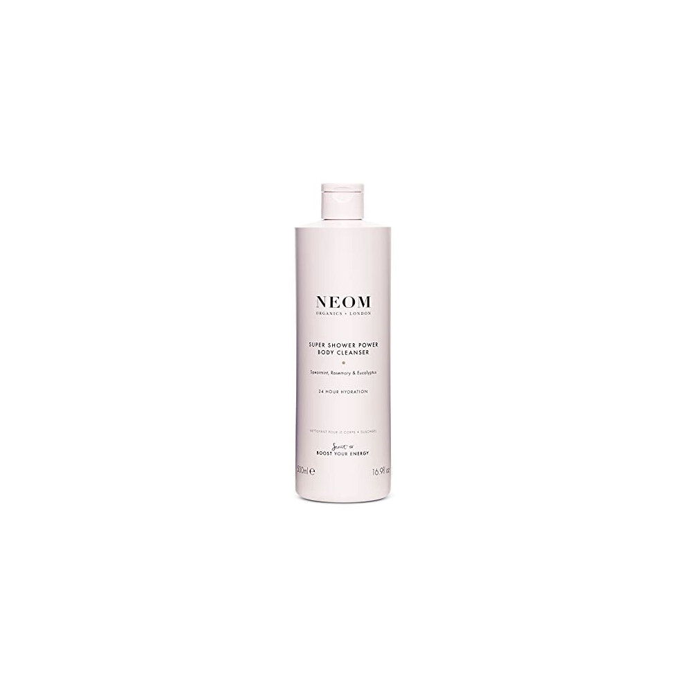 NEOM  Super Shower Power Body Cleanser Shower Gel, 500ml | Spearmint, Rosemary & Eucalyptus | Invigorating Fragrance, Hydrating & Nourishing | 1