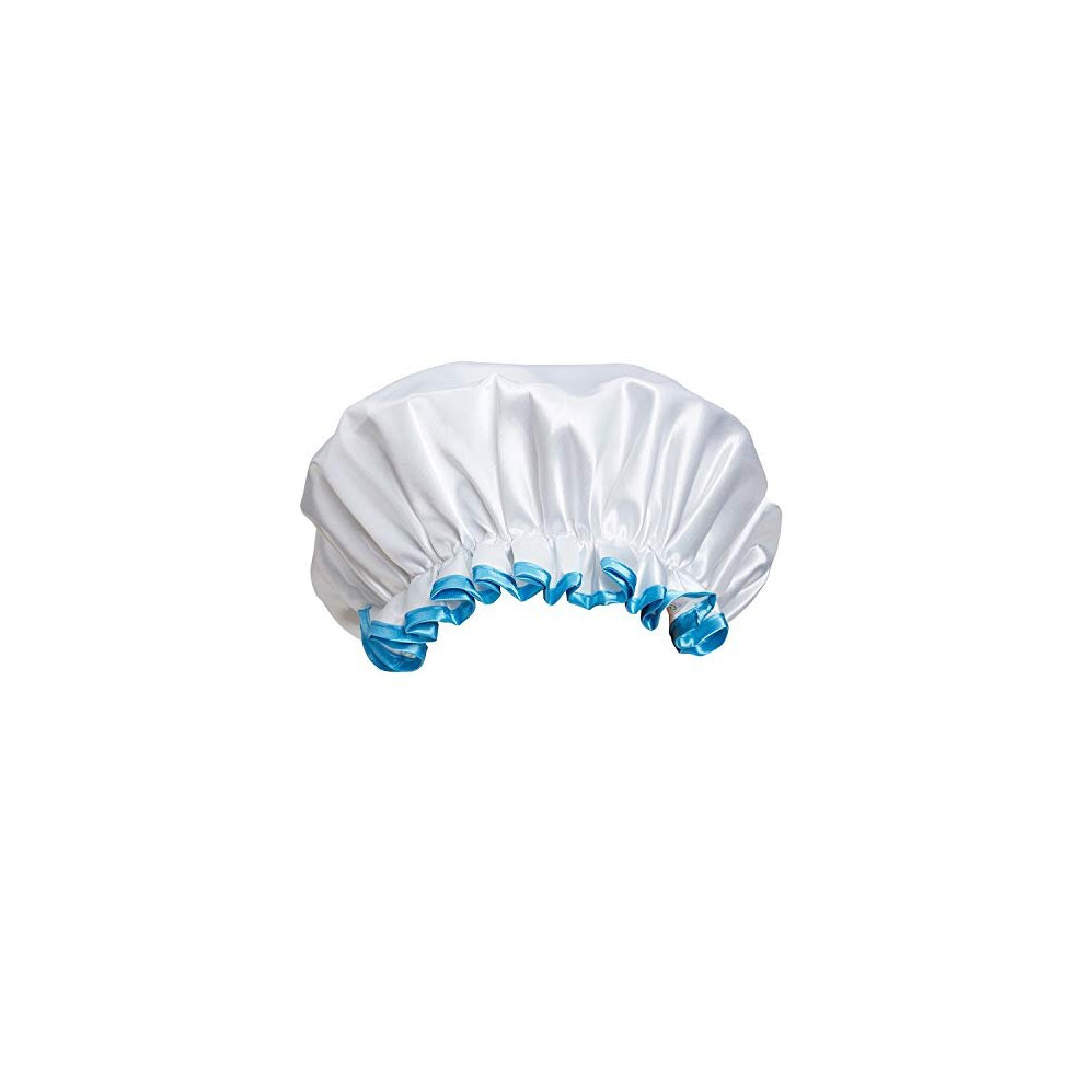 Bodylife White Shower Cap Reusable Bath Cap Dual Layered Waterproof Extra Large 35Cm