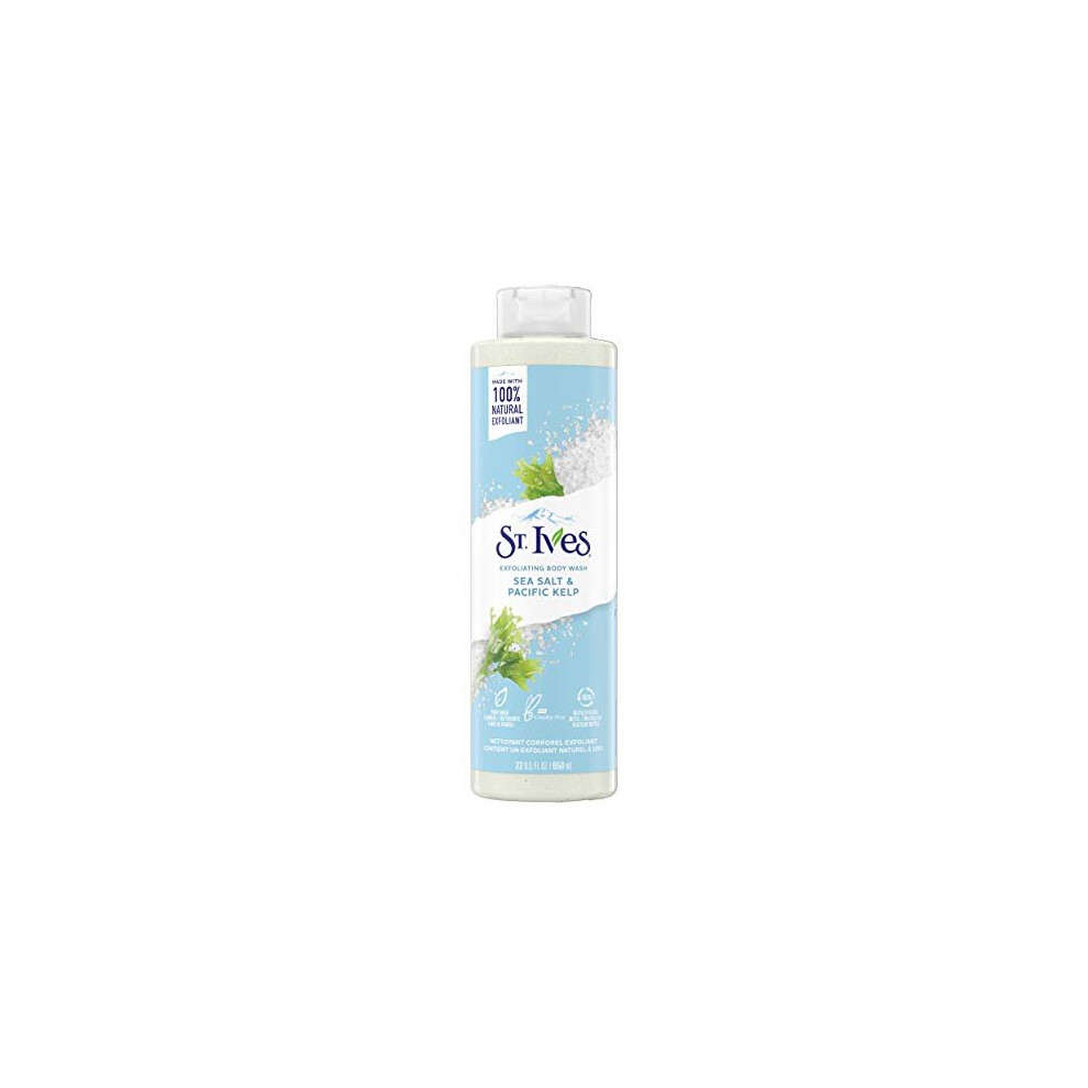 St. Ives Purifying Sea Salt & Pacific Kelp Exfoliating Body Wash (650ml) Made with Plant-Based Cleansers & 100% Natural Exfoliant 16 oz Shower Ge