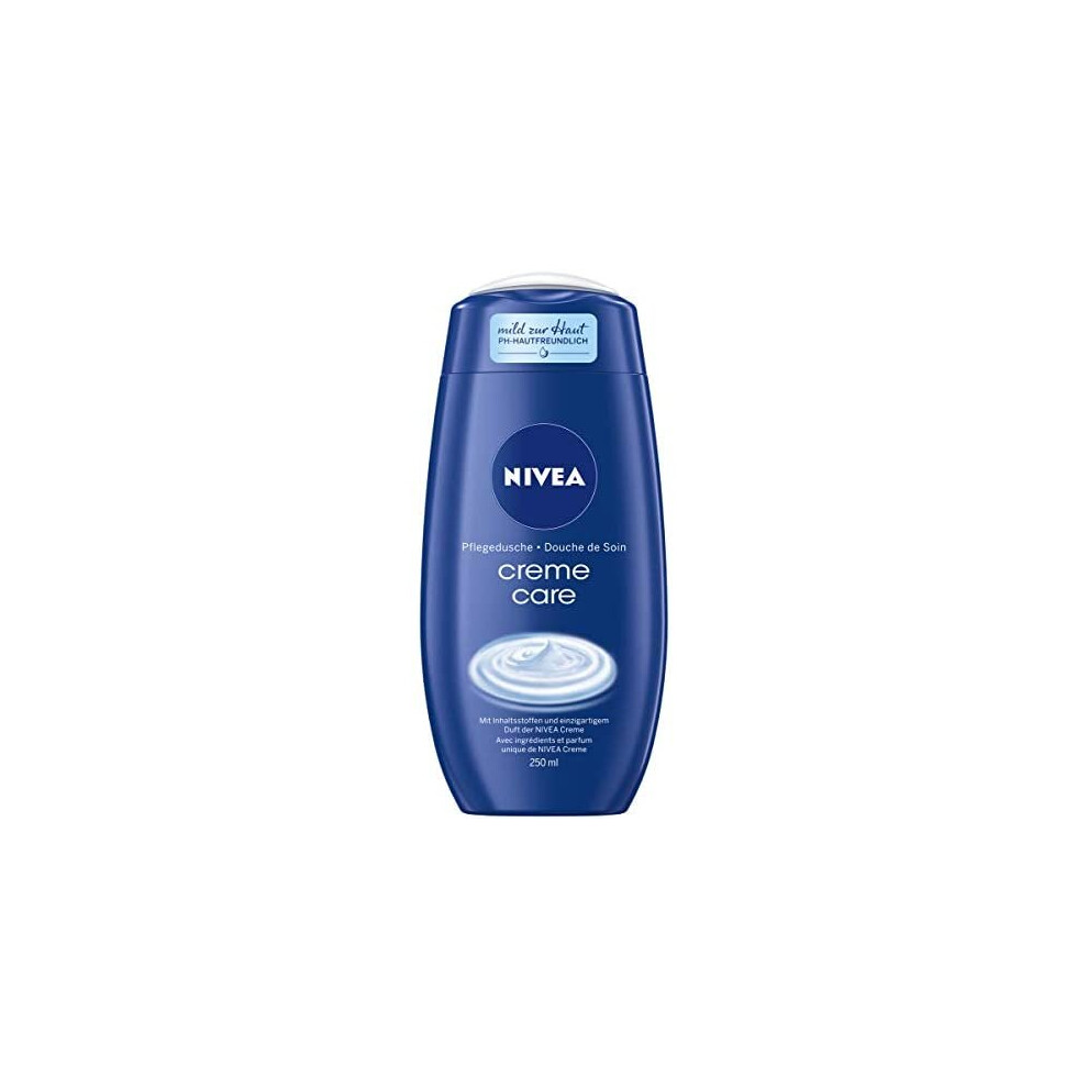 NIVEA Creme Care Shower Gel (250 ml), Mildly Scented Shower Gel with Selected Ingredients of Nivea Cream, Silky Cream Shower with Pro-Vitamin and