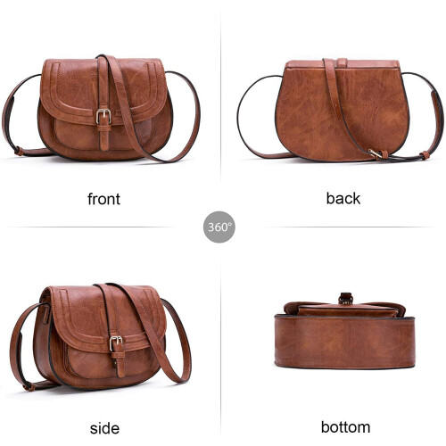 AFKOMST Crossbody Bag for Women, Small Satchel and Shoulder Bag,Vintage Saddle Handbags 2