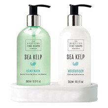 Scottish Fine Soaps Sea Kelp Hand Care Set (Hand Wash, Lotion & Unbranded Ceramic Bottle Stand)