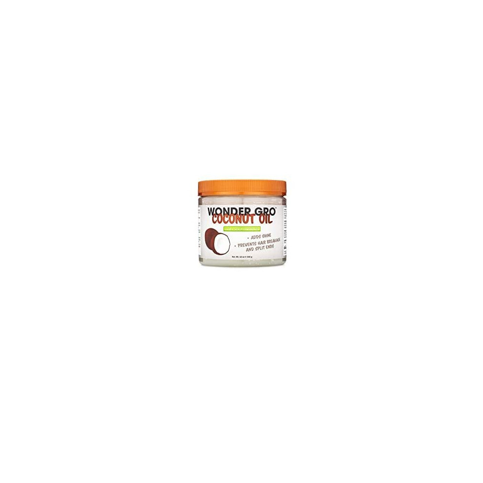 Coconut Oil Hair Grease Styling Conditioner, 12 fl oz - adds Shine - Prevents Breakage & Split Ends by Wonder Gro