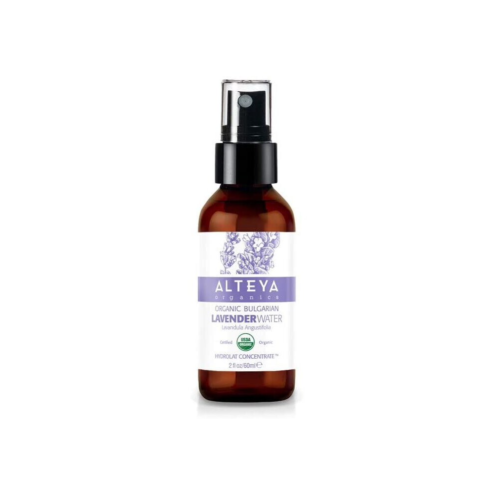 Acqua Di Lavanda Alteya Organic - 60Ml Spray Bioglass - 100% Usda Certificata Organica Pura Bio Naturale Acqua Vaporizzata Distillata Di Fiori Preparata Da Lavanda Angustifolia Fresca-image
