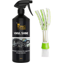King of Sheen Vinyl Shine Car Dashboard Cleaner and Car interior Cleaner + Handy Vent Duster Brush, Effortlessly Enhance the Appearance of your Cars