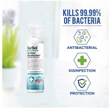 SurSol Alcohol-Free Medical Grade Surface Disinfectant Spray With Natural Fragrance - 1L Protection Lasts 4 Hour, Kills 99.99 Bacteria Germs, For