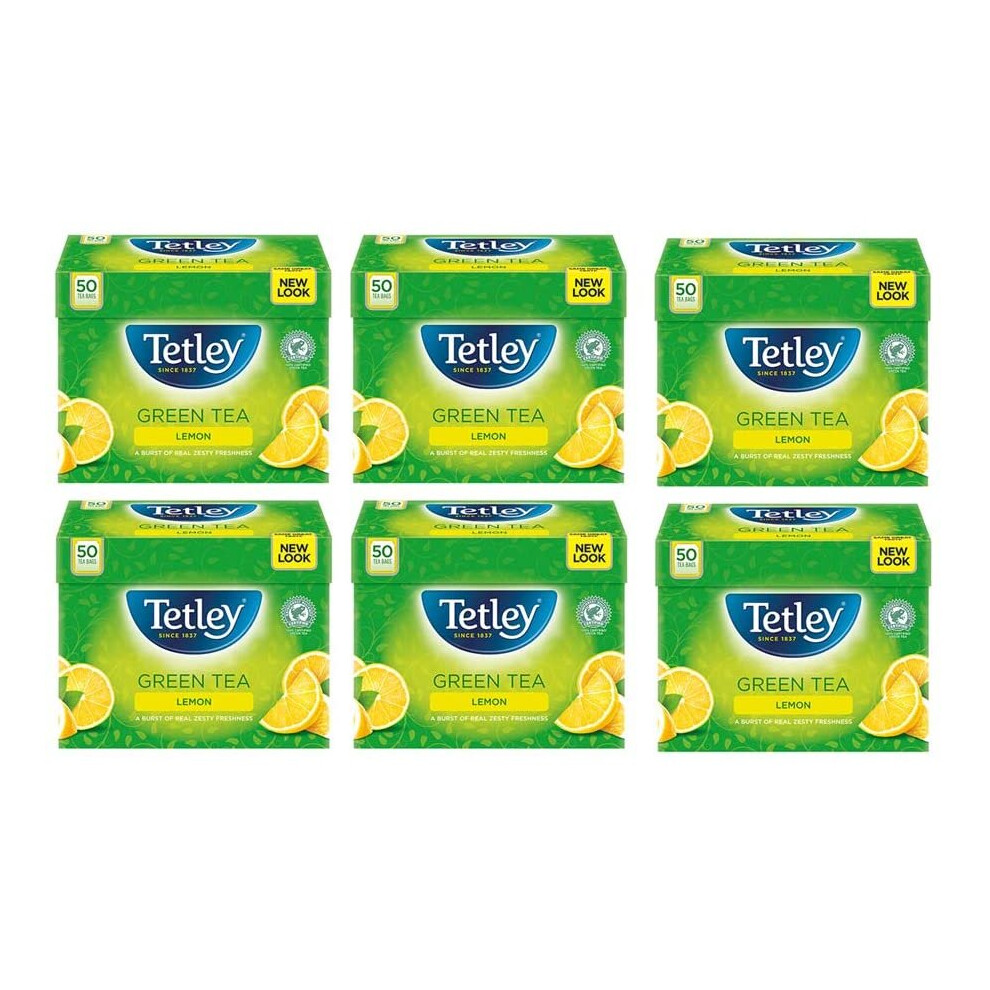 Tetley Green Tea Bags, Lemon, 50 Count(Pack of 6), 300 Count