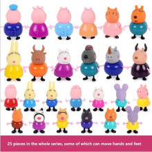25 piezas Peppai Pig - Familia y Amigos: Emily, Rebecca y Suzy - juguetes para regalo
