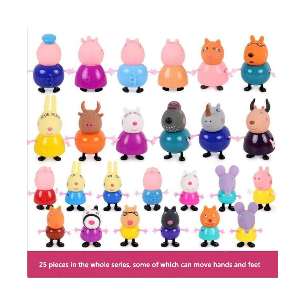 25 Pcs Peppai Pig Family&Friends Emily Rebecca Suzy Toys gift