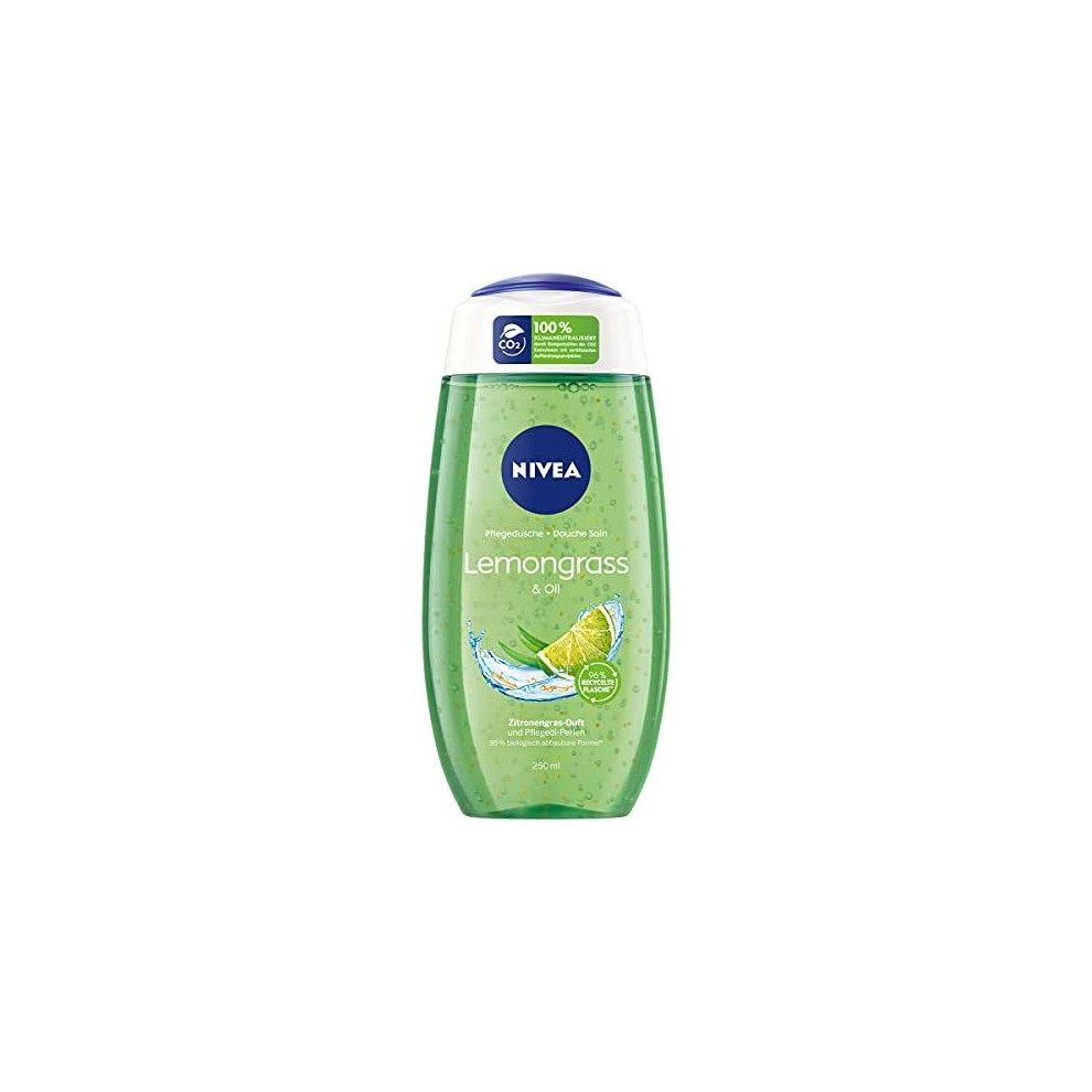 Nivea Lemongrass & Oil shower gel (250 ml), refreshing shower gel with nourishing oil pearls, pampering shower with revitalising lemongrass fragr