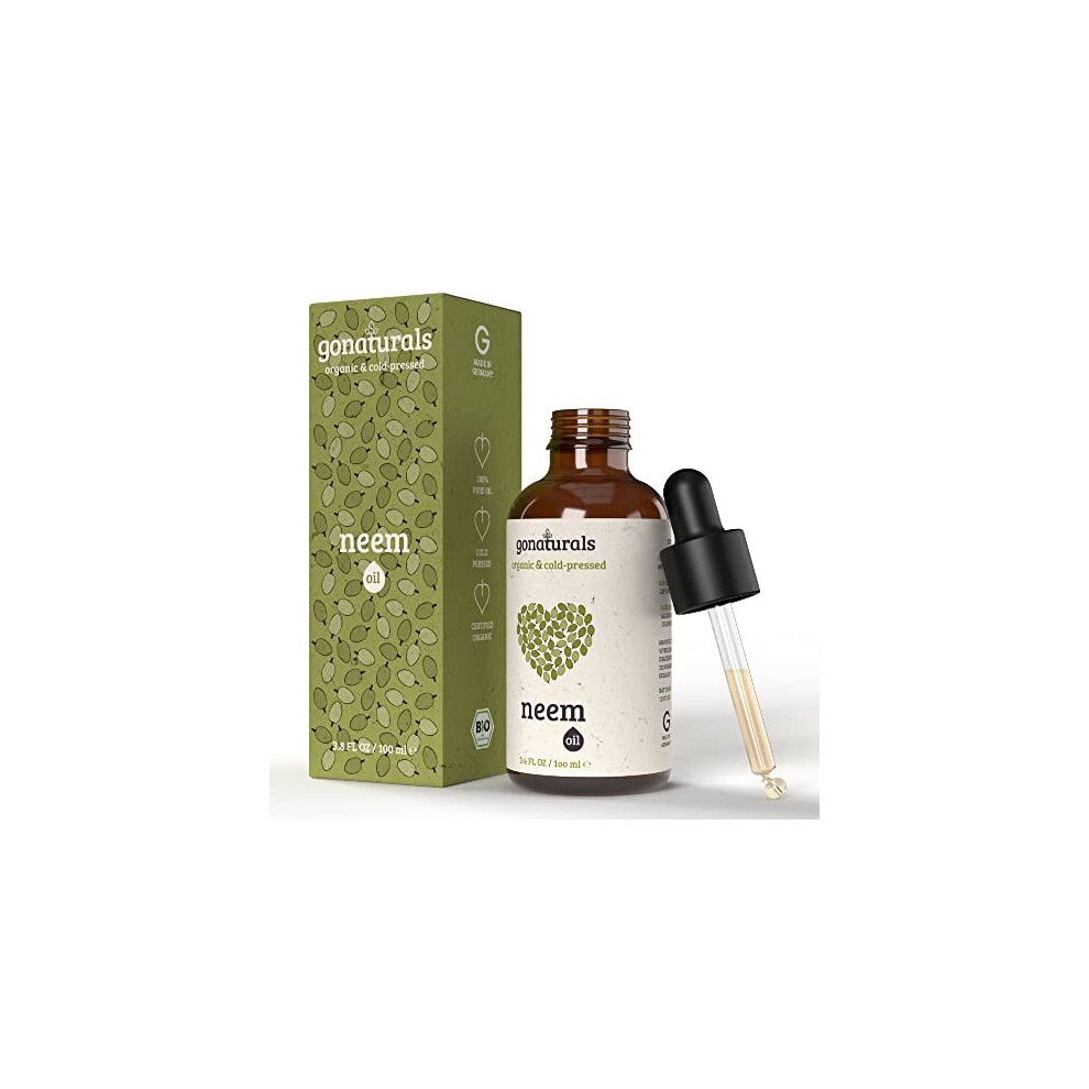 Gonaturals Cold Pressed Neem Oil For Skin - Organic Neem Oil - Neem Oil For Hair: Nail Oil, Eyebrow Oil & Scalp Oil For Hair Growth - Pure Neem