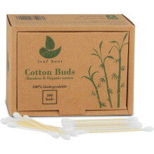 Bamboo Cotton Buds by Leaf boat | 300 or 900 buds GOTS Certified Organic Compostable & Biodegradable Eco Friendly swabs Plastic Free Sustainable