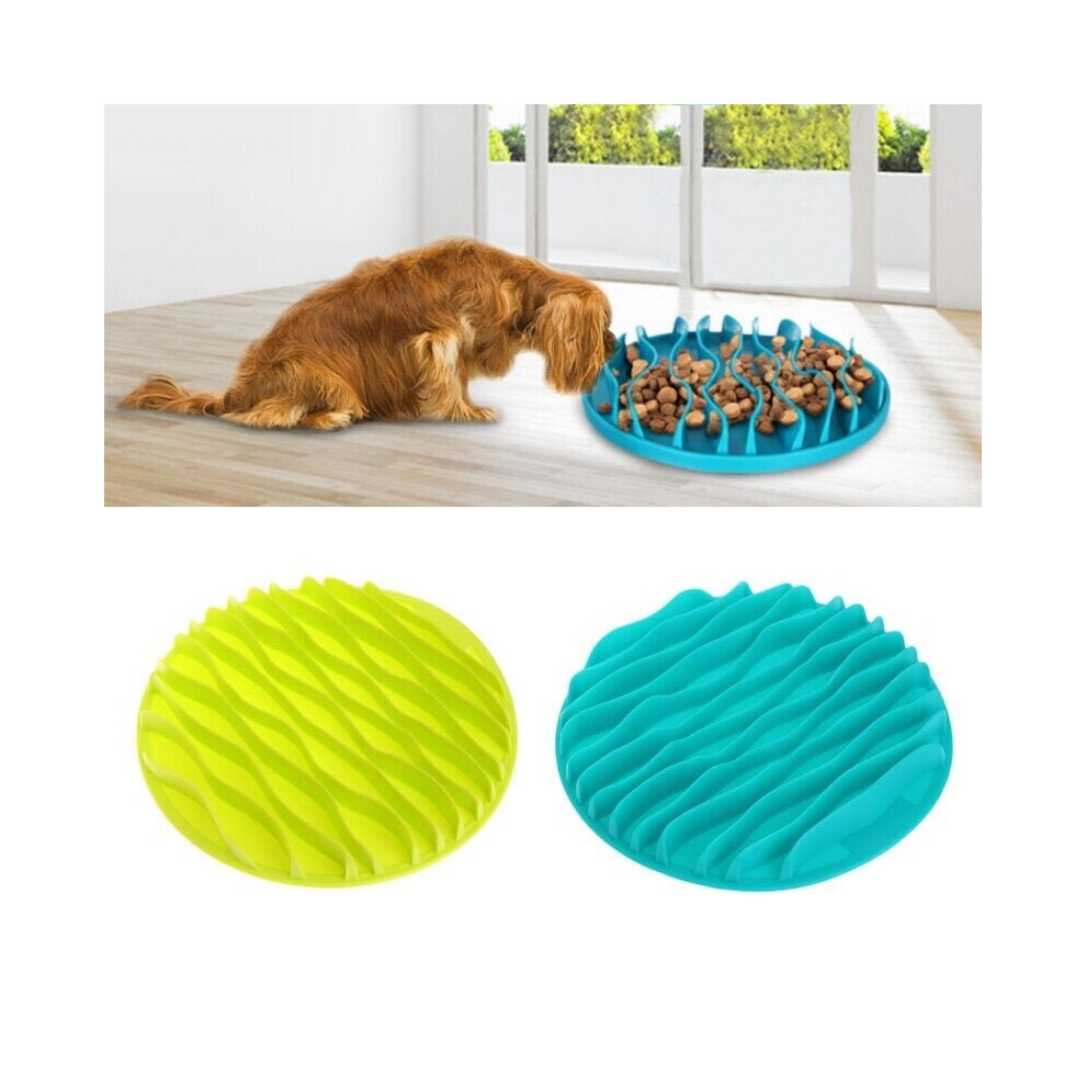 (Green, L) Pet Bowl Slow Eating Feeder Anti Gulp Healthy Anti Slip Dish Feeder No Choke Interactive Feeder Fun