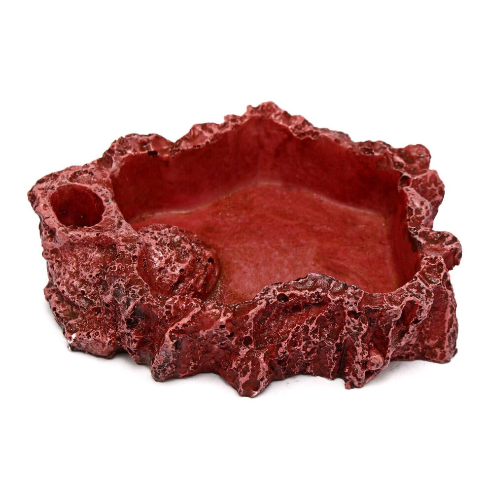 (Red) Feeding Bowl Food Water Dish Feeder Tortoise Lizard Turtle Amphibian Pet Bowl