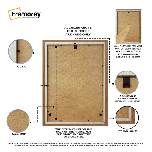 (30x40 CM) Walnut Photo Frames / Picture Frame / Handmade Wood Effect Step Style Frame / Wall Art Poster Frames / Various Size 2