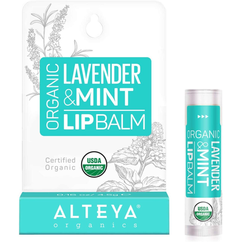 Alteya Organic Lip Balm Lavender & Mint 4.5g -USDA Certified Organic Pure Natural Lip Care Based on a Carefully Selected Bouquet of Hydrating and-image-OPC-P8ZP9Y5-NEW