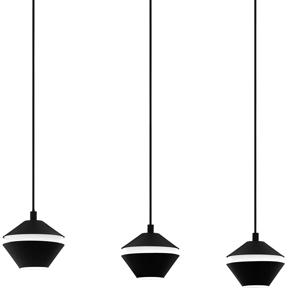 EGLO Perpigo Pendant Light 3-Bulb Modern Steel Pendant Light in Black, Dining Table Lamp, Living Room Lamp Hanging with GU10 Socket, L 92.5 cm