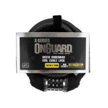 OnGuard X Doberman 8031 Combo Cable Lock - 185cm x 12mm Self-Coiling Steel Cable, 10,000-Combo, Bracket Included