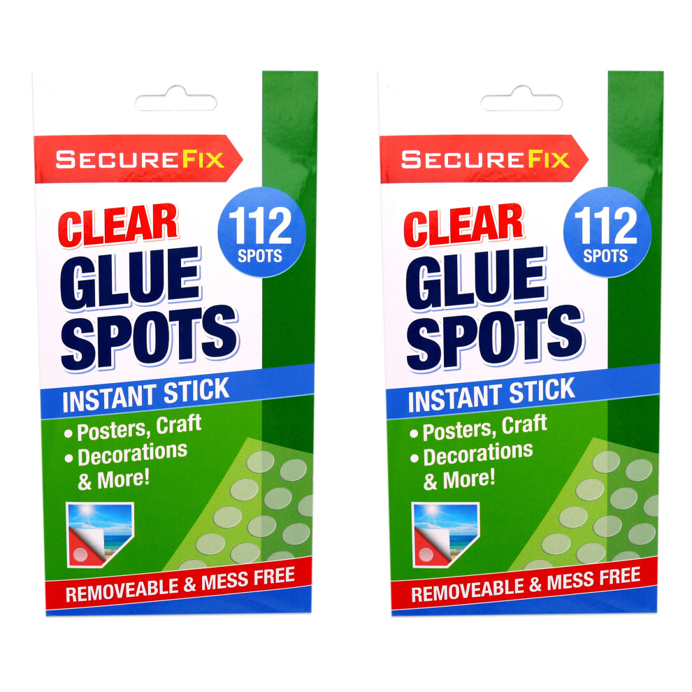 2 x 112pk Clear Glue Spots | Sticky Adhesive Glue Dots