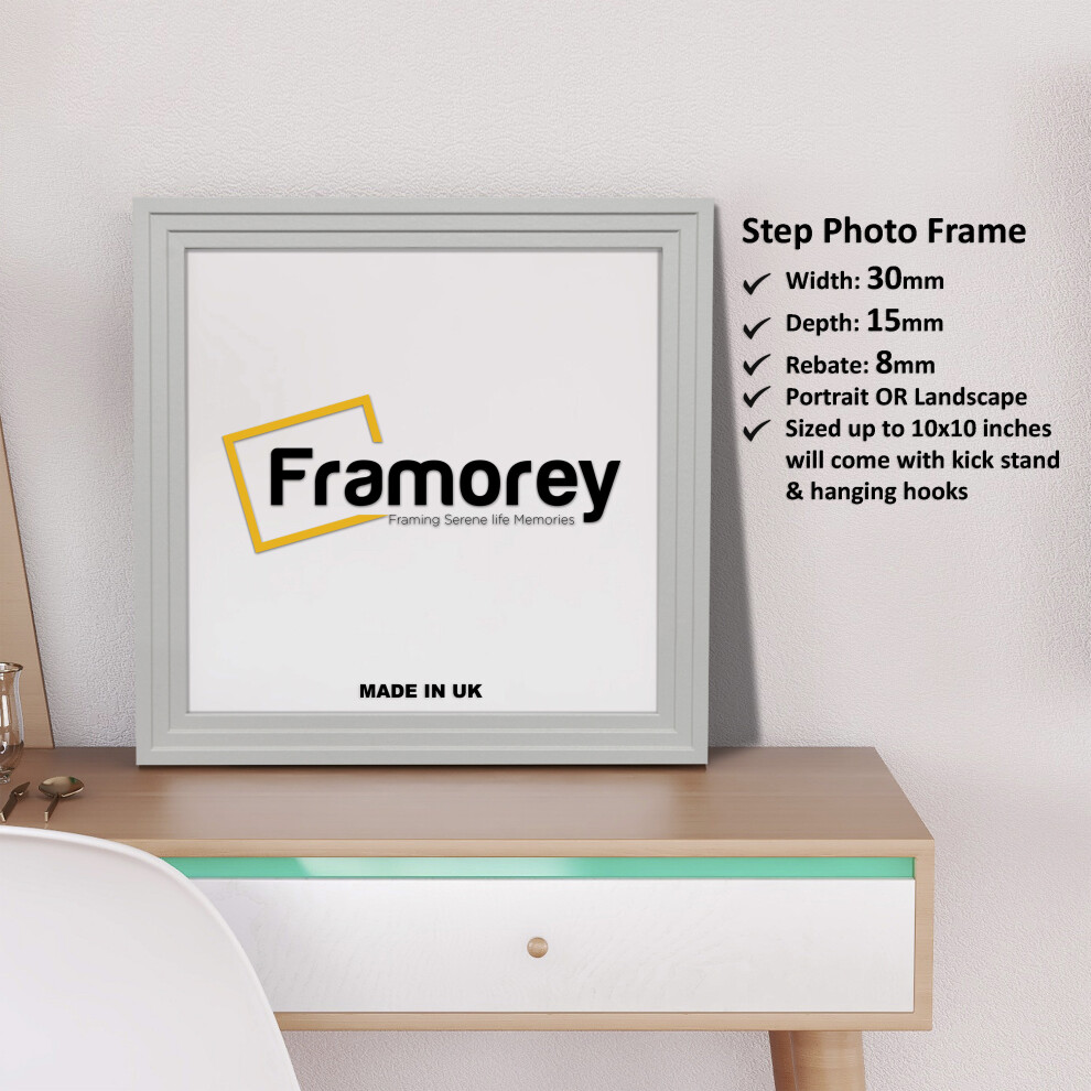 (35x35CM) Square Size Grey Picture Frame / Wall Art Photo Frame / Handmade Wooden Effect Poster Frames / Wall Hanging Frame