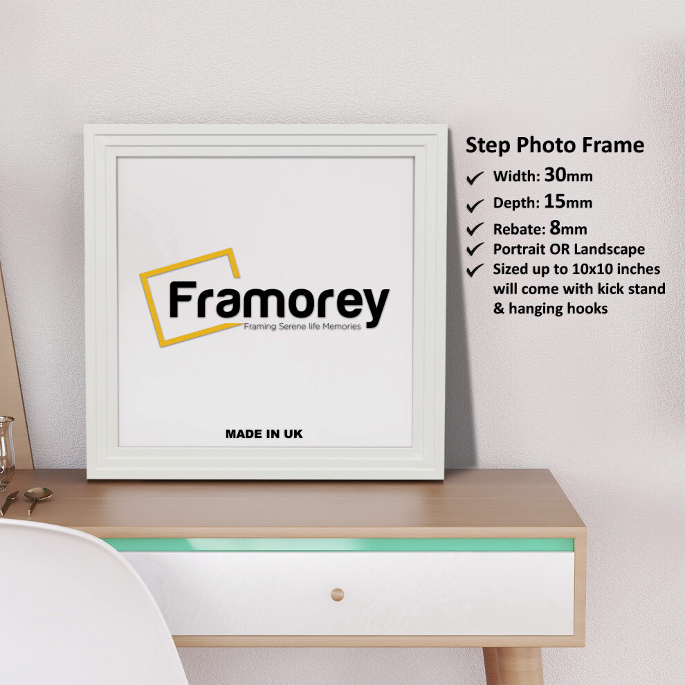(35x35CM) Square Size White Picture Frame / Wall Art Photo Frame / Handmade Wooden Effect Poster Frames / Wall Hanging Frame