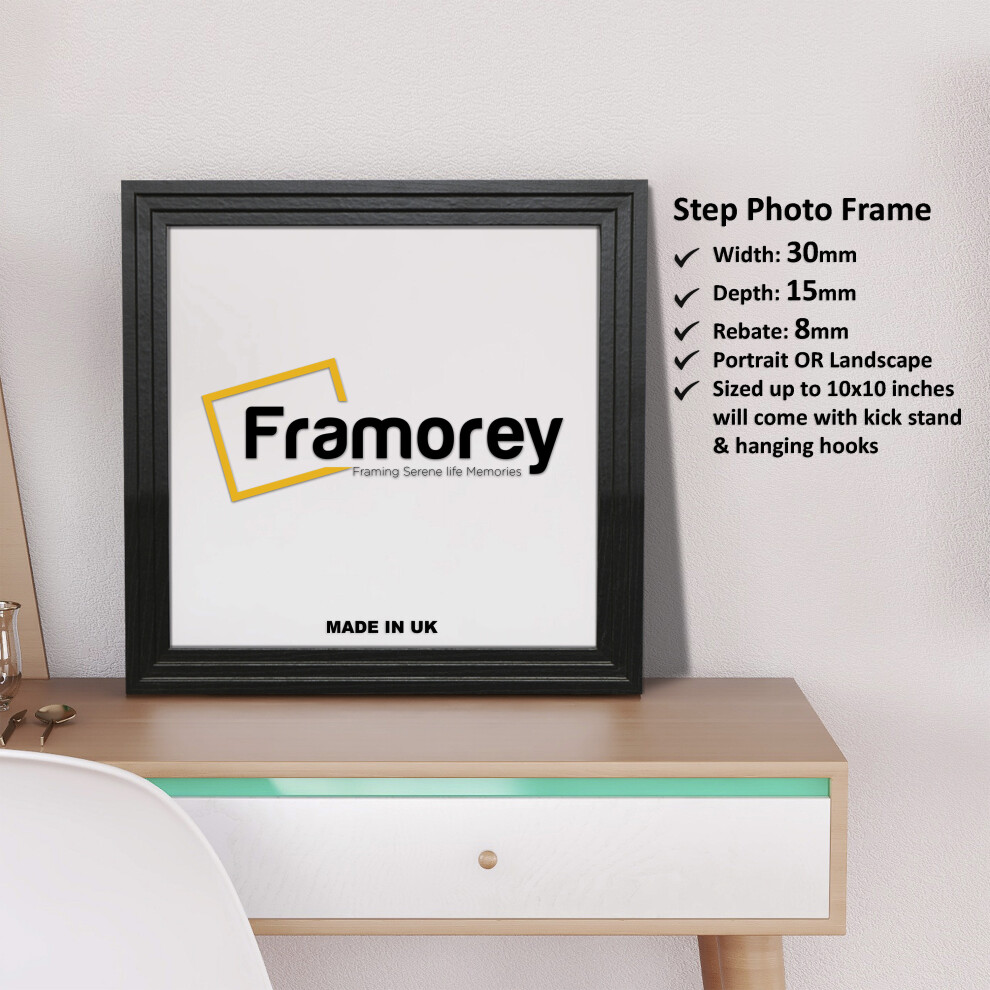 (17x17 Inch) Square Size Black Picture Frame / Wall Art Photo Frame / Handmade Wooden Effect Poster Frames / Wall Hanging Frame