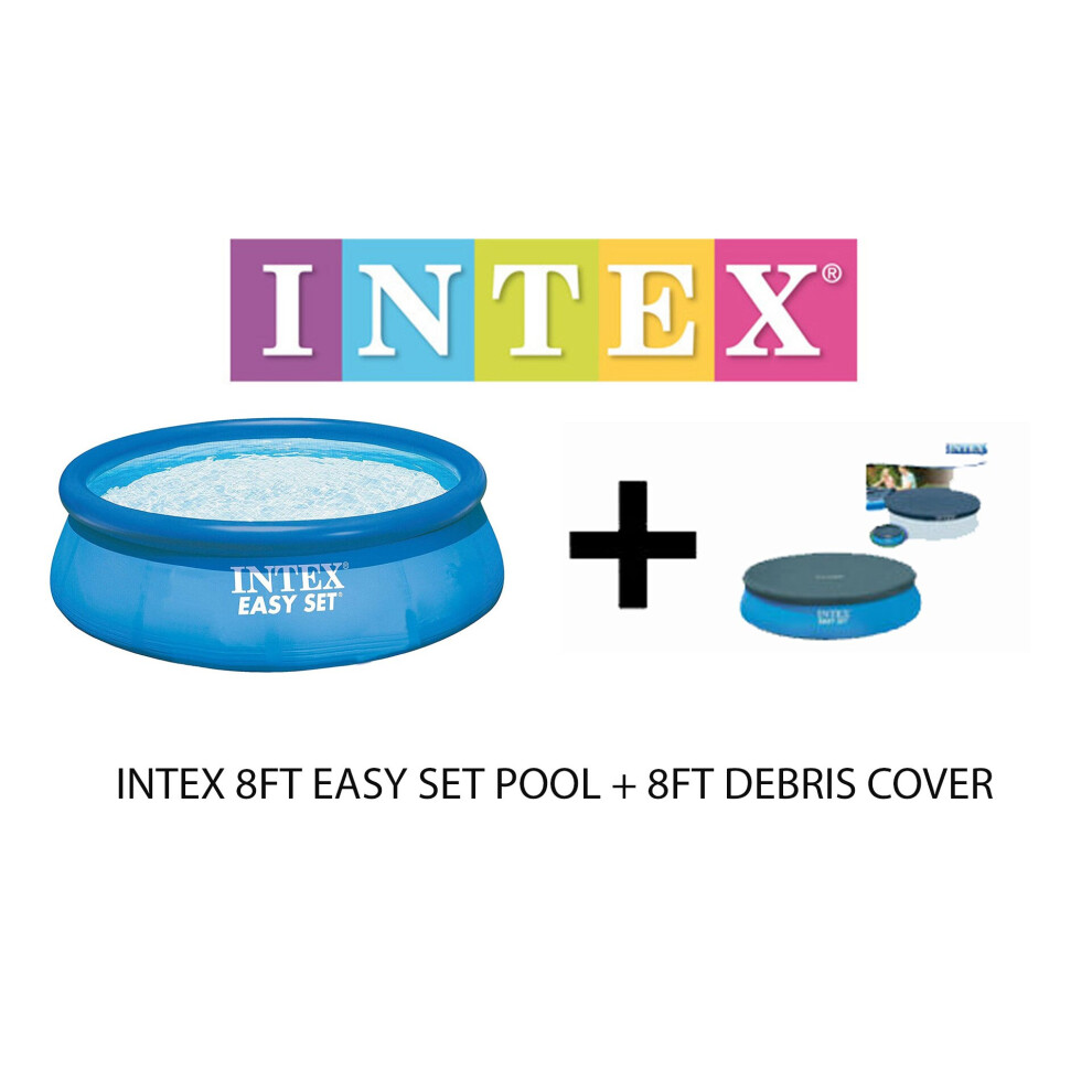 Intex 8ft x 24in Swimming Pool INFLATEABLE PADDLING ROUND & DEBRIS COVER 244CM