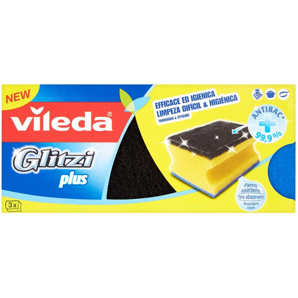 Vileda Glitzi Plus Kitchen Sponge - 3 Pieces