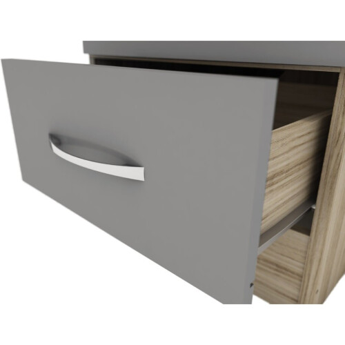 (Grey Gloss) Nevada 1 Door 1 Drawer Wardrobe Light Oak Effect 2