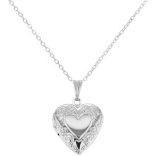 In Season Jewelry Silver Tone Picture Photo Small Love Heart Locket Necklace Kids Girls Pendant 16"