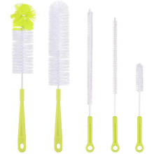 Qisan 5Pcs Bottle Cleaning Brush Set Multipurpose Brushes Long Bottle Brush Water Bottle Cleaners-Green