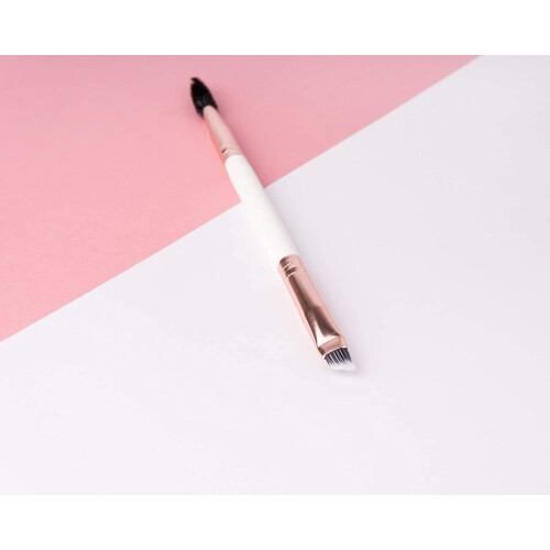 Brushworks White & Gold Brow Duo Brush 1