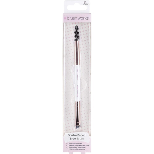 Brushworks White & Gold Brow Duo Brush 2