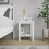 Bedside Table 2 Tier Small Nightstand Unit MDF Wood White Mat Painted With Shelf 1