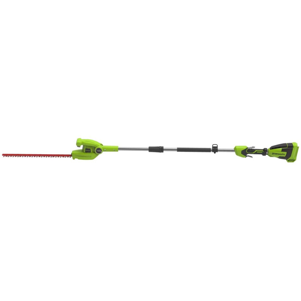 Greenworks Battery Telescopic Hedge Trimmer G40PHA (Li-Ion 40V 51 cm blade length 18 mm tooth spacing 3200 cuts/min 250 cm telescopic pole without