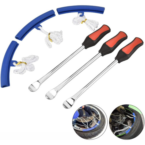 moonlux Tyre Spoons & Levers, 3 Tire Lever Tool Spoon + 3 Wheel Rim