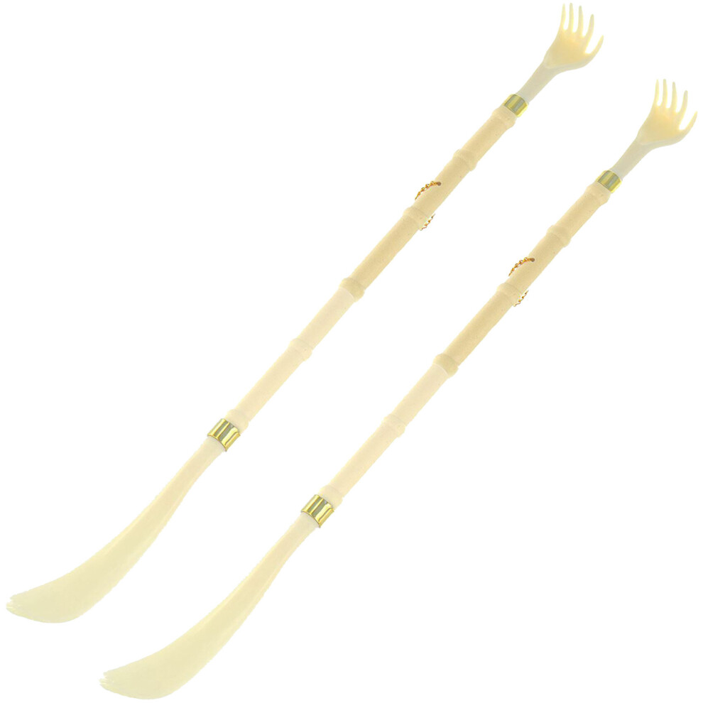Taurus-Web-Tech 2X Long Plastic Shoe Horn & Back Scratcher Massager - Prima Dual Handle Aid, Uk Stock