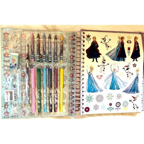 Disney Elsa Anna colouring markers stencils activity notebook for kids 2