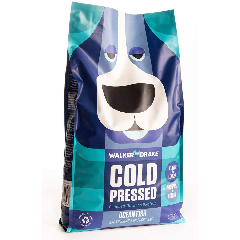 Walker & Drake Cold Pressed Dog Food - Ocean Fish - 10kg Bag - Closest Dry Alternative To Raw Food