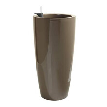 Runder hoher Blumentopf mit automatischem Bewässerungssystem SANTONI SWS - Kunststoff - Taupe - Ø40 x H78 cm - Innen/Außen - ARTEVASI