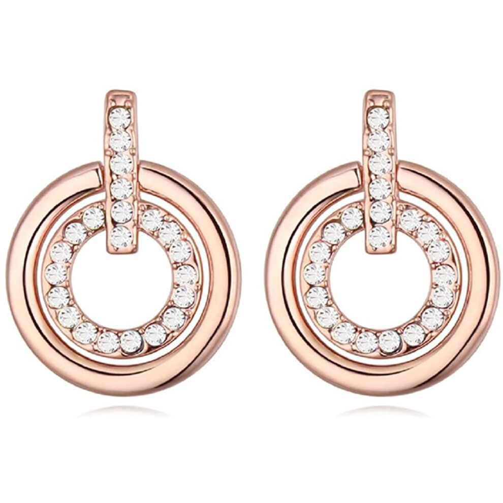 White Black Multicolored Crystals from Swarovski Round Circle Stud Earrings 18K Silver Earring Rose Gold Plated Earrings for Women…