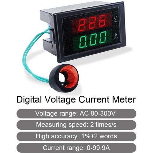 KETOTEK Digital Voltage Current Meter Panel AC 80-300V 100A Voltmeter Ammeter Volt Amp LED Display with Current Transformer 1